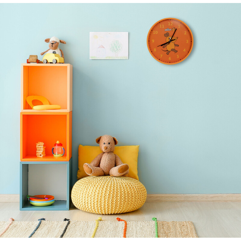 DieMaus Horloge murale pour enfants orange