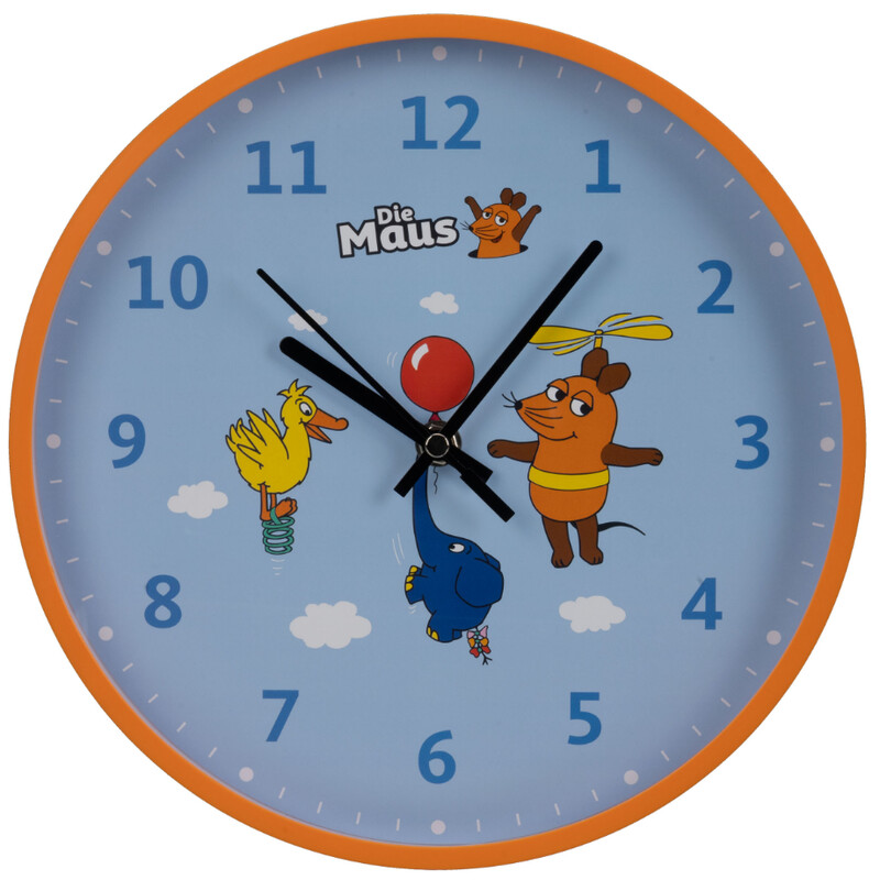DieMaus Horloge murale pour enfants, bleue