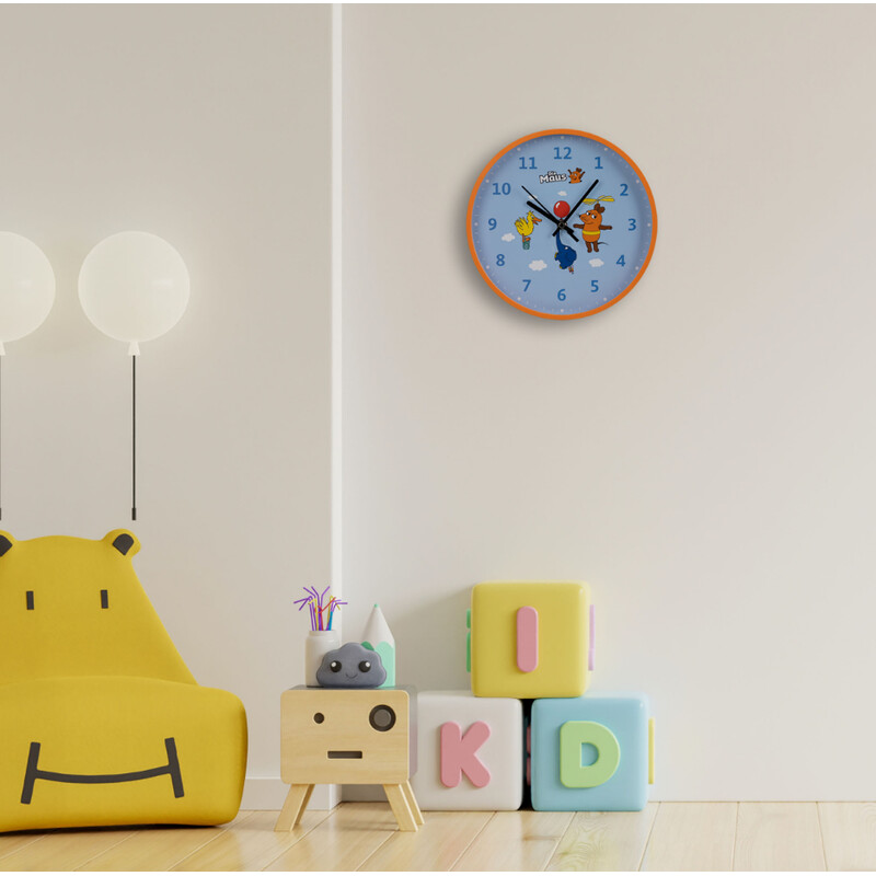 DieMaus Horloge murale pour enfants, bleue
