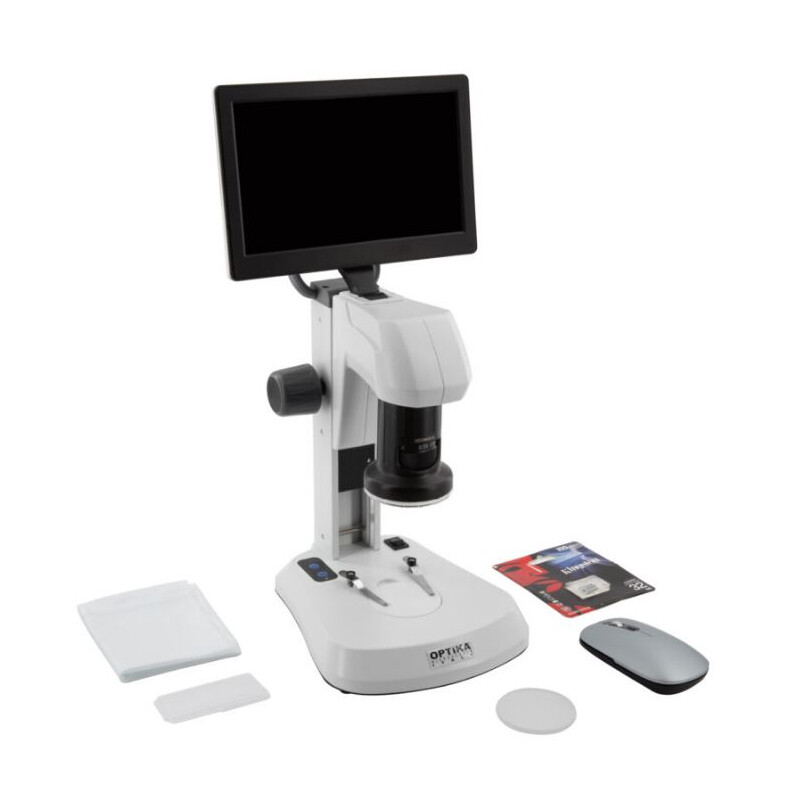 Optika , Microscope, SFX-85V, Zoom numérique, moniteur 9", 8x-54x, LED, lumière incidente et transmise