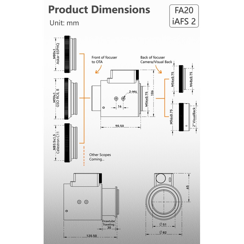 Porte-oculaire iOptron Automatic Focuser iAFS2 2"