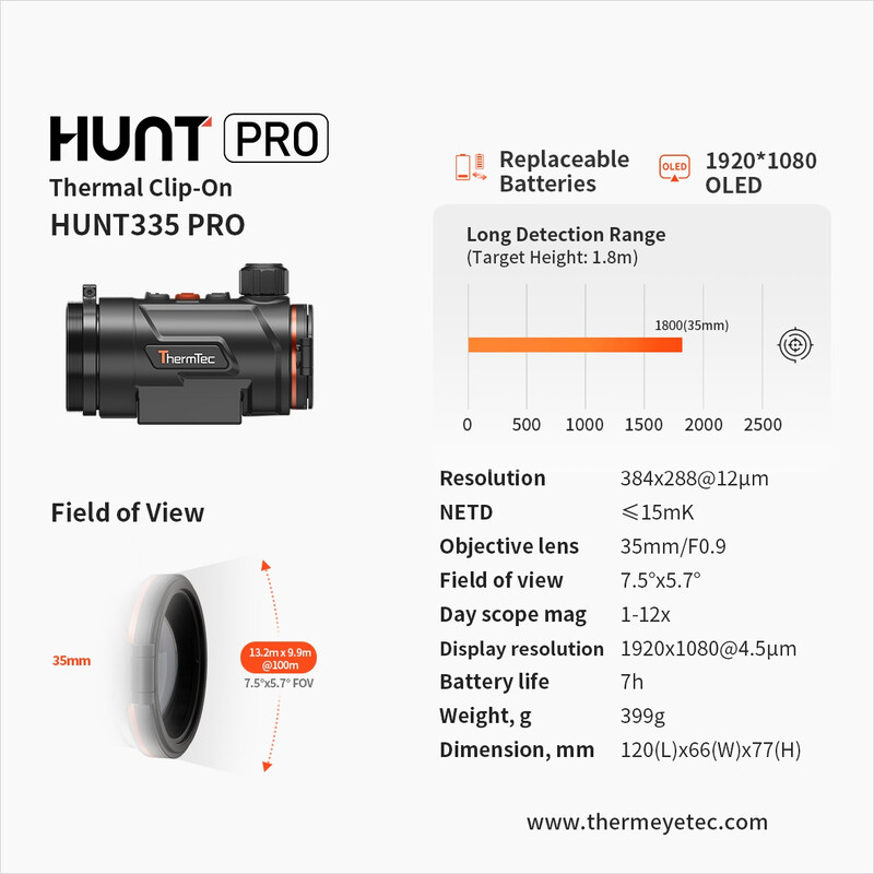Caméra à imagerie thermique ThermTec Hunt 335 PRO
