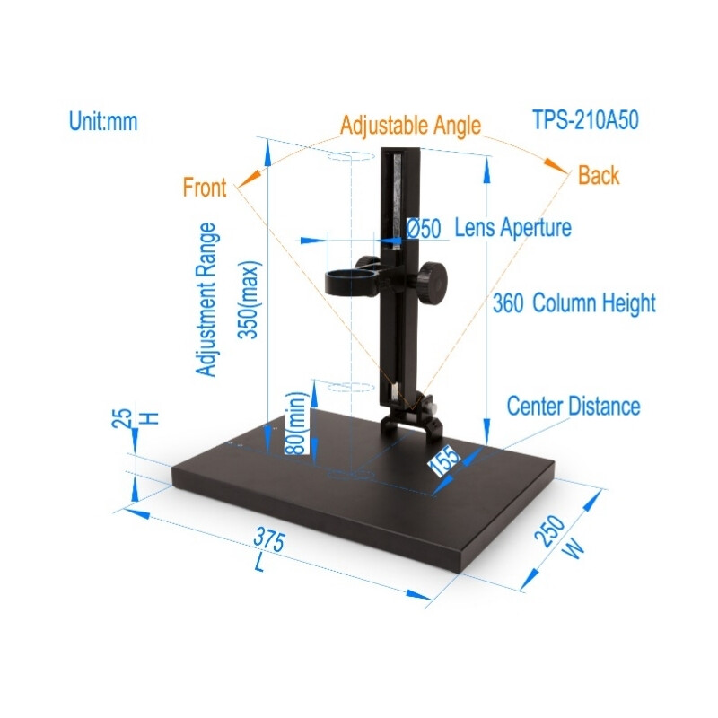 Microscope ToupTek Kit d'objectifs zoom TZM0880D, zoom 0,8-8x, 1x monture c-mount, avec éclairage annulaire de polarisation inclus