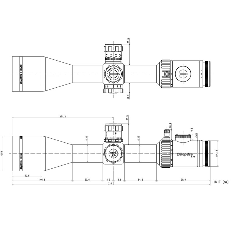 Lunette de tir DDoptics Nighteagle NFX V6 5-30x56
