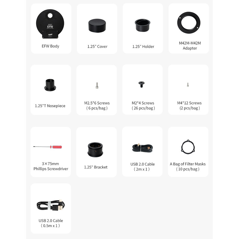 ZWO Roue à filtres EFW 8x 1,25"