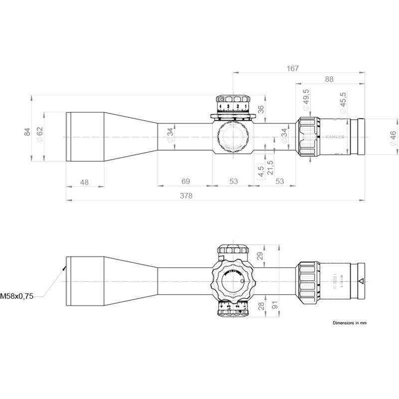 Lunette de tir Kahles K525i 5-25x56, SKMR, ccw, droite, Refined