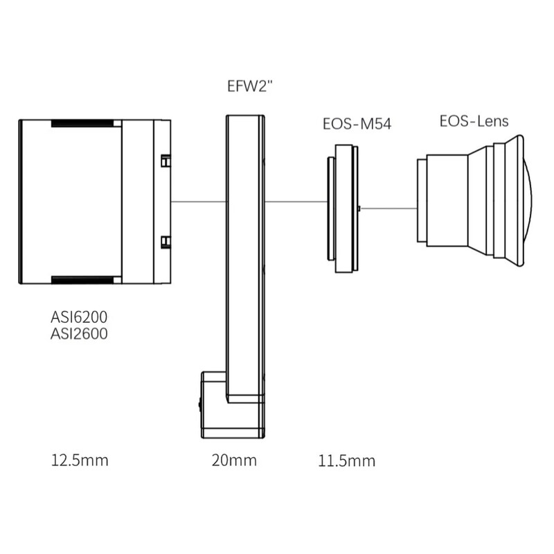 Adaptateurs pour objectifs photographiques ZWO Canon EOS / EFW 2"