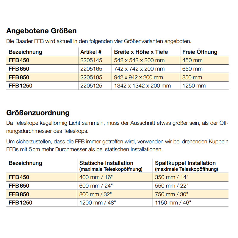 Masque Flatfield Baader FFB 650 mm