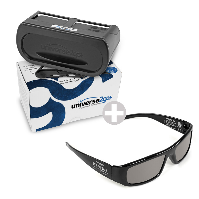 Planétarium personnel Omegon Universe2Go+ + Sonnenfinsternisbrille Solar Safe Deluxe